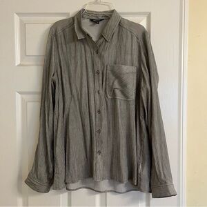 Express Gray Button-Up Blouse